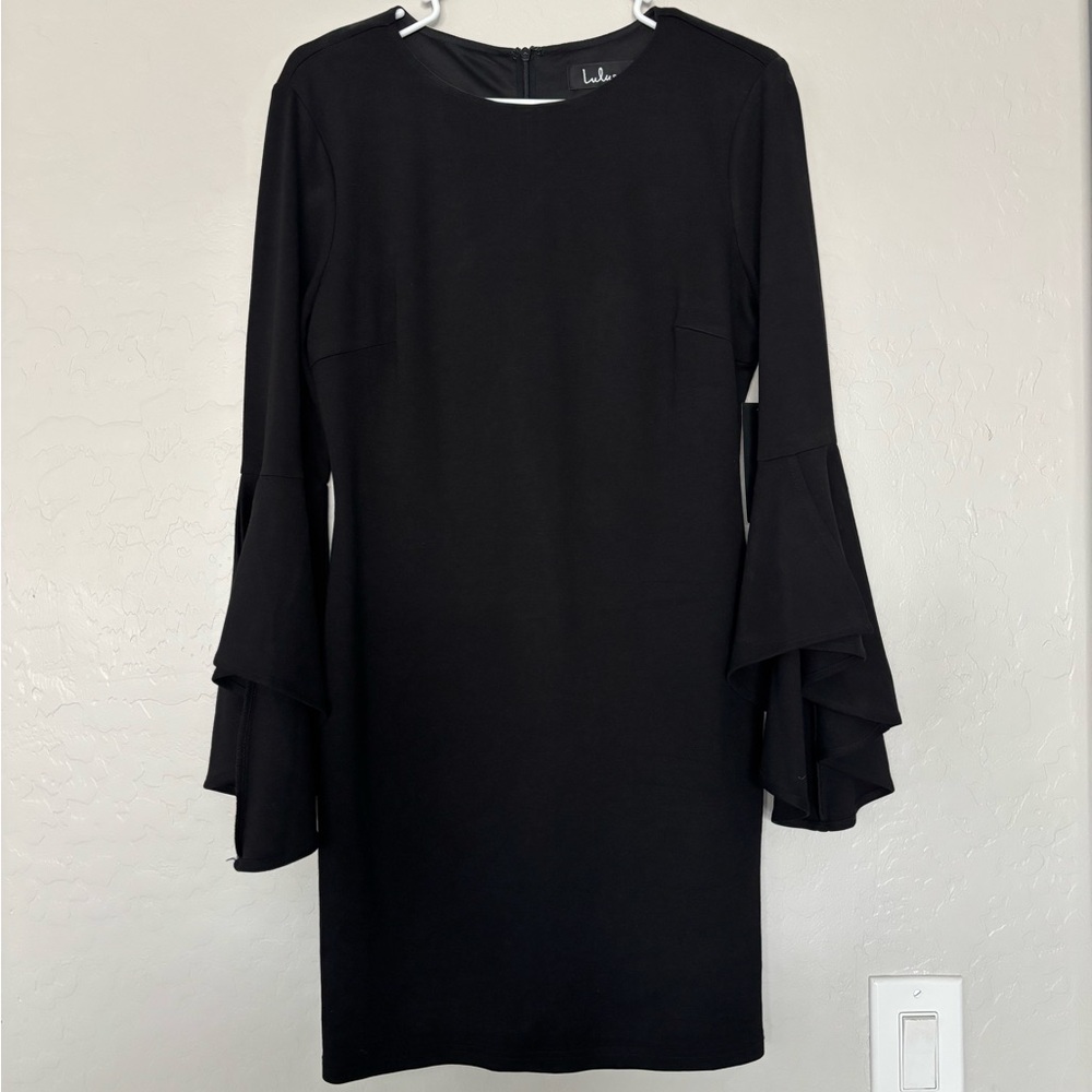 Lulus Black Ruffle Sleeve Dress - size Large